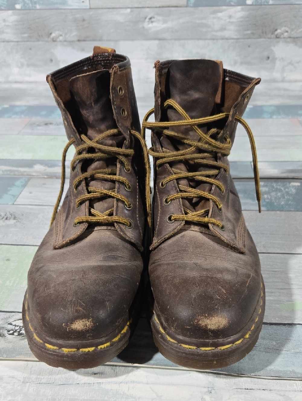 Vintage Dr Martens Brown Leather Lace-Up Work Boots Sz 10